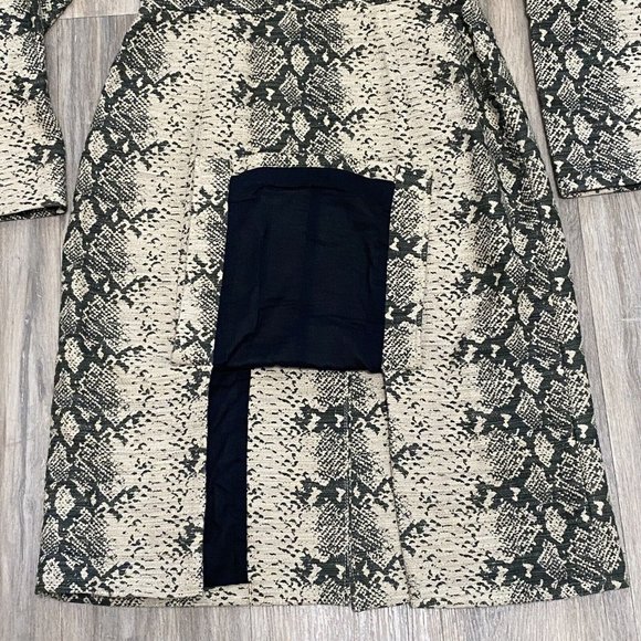 Rachel Roy Women’s Olive Reptile Snake Cotton Button Front Long Length Jacket S - Picture 6 of 14